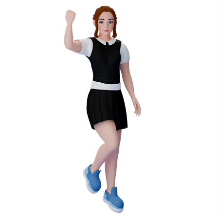 Femme levant la main  3D Illustration