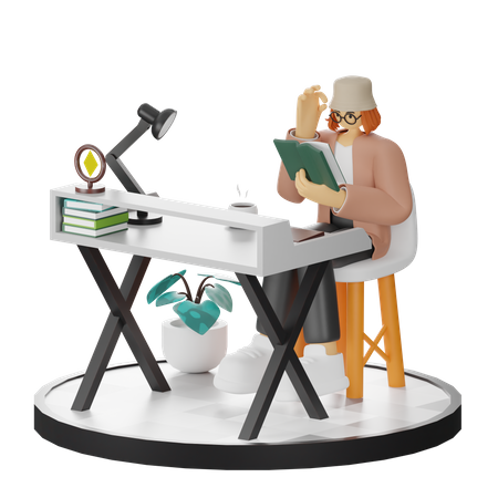 Femme lisant un livre  3D Illustration