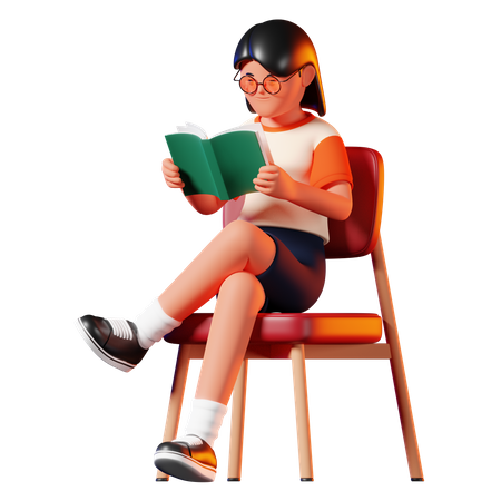 Femme lisant un livre pose  3D Illustration