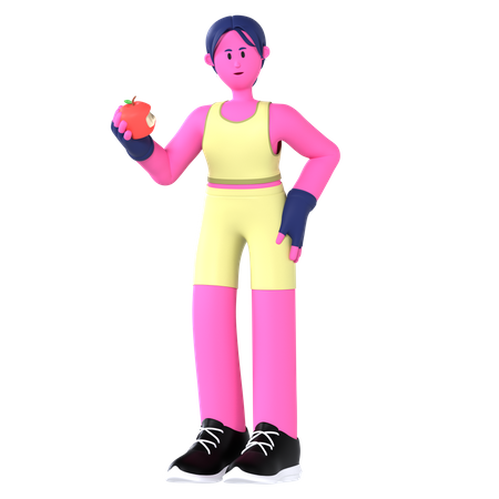 Femme mange des fruits  3D Illustration