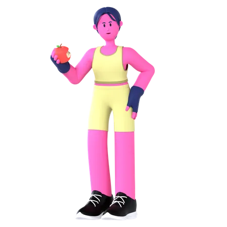 Femme mange des fruits  3D Illustration