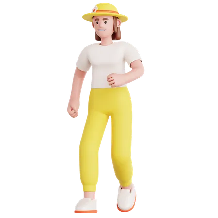 Femme qui marche  3D Illustration