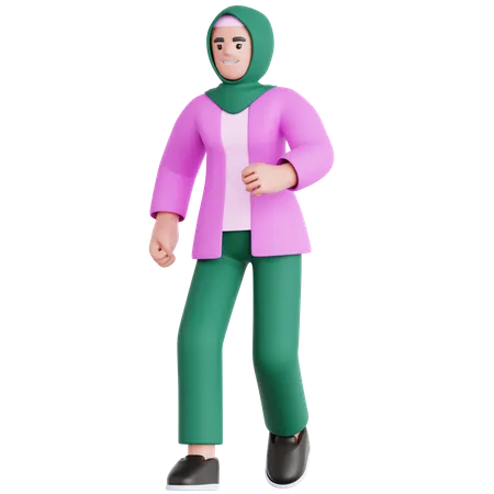 Femme qui marche  3D Illustration