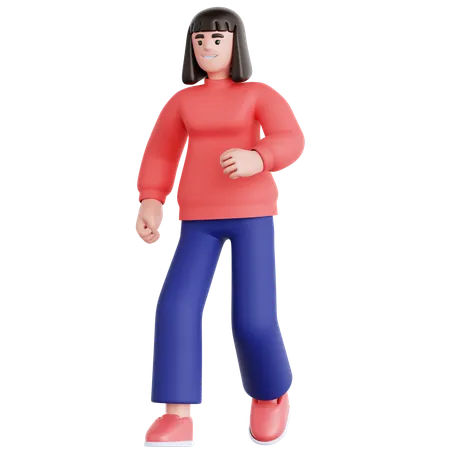 Femme qui marche  3D Illustration