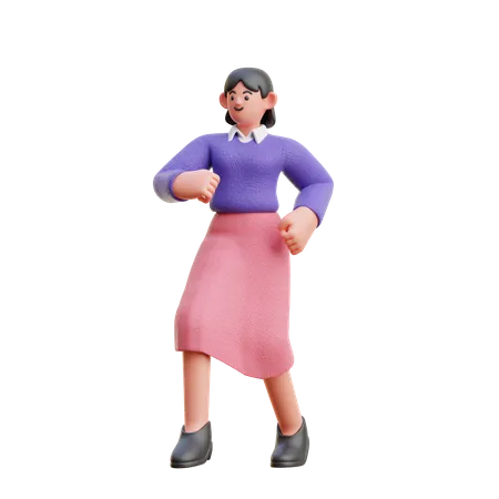 Femme marchant avec une pose passionnée  3D Illustration