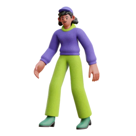 Pose de marche féminine  3D Illustration