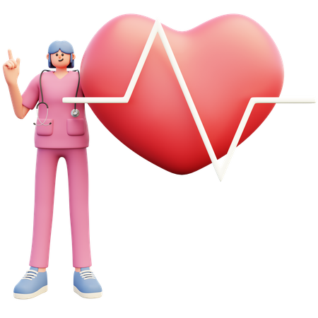 Femme médecin avec cardiogramme  3D Illustration