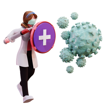 Femme médecin avec traitement contre le coronavirus  3D Illustration