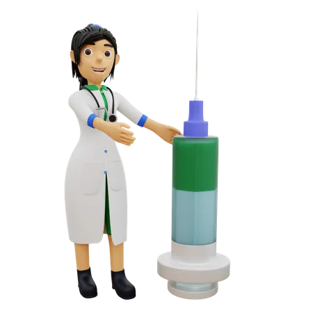 Femme médecin avec vaccin contre le coronavirus  3D Illustration