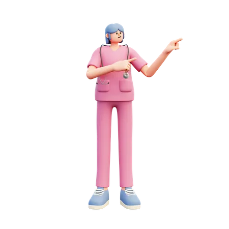 Femme médecin debout pointant la recommandation  3D Illustration