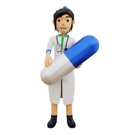 Femme médecin donnant des médicaments  3D Illustration