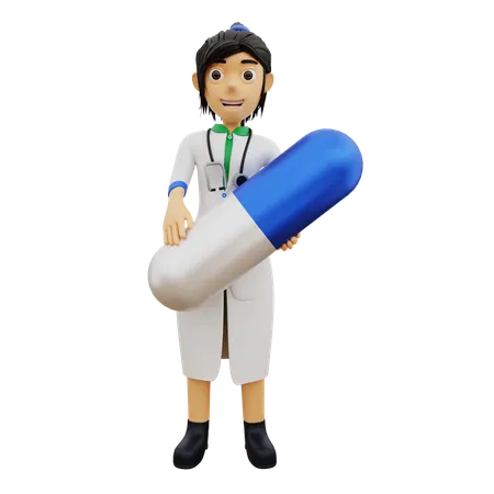 Femme médecin donnant des médicaments  3D Illustration