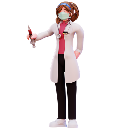 Femme médecin donnant le vaccin  3D Illustration