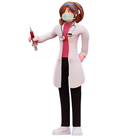 Femme médecin donnant le vaccin  3D Illustration