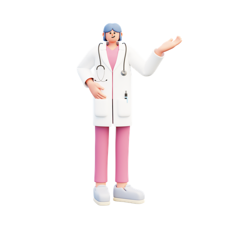 Femme Médecin Donnant Présentation  3D Illustration