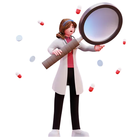 Femme médecin faisant des recherches  3D Illustration