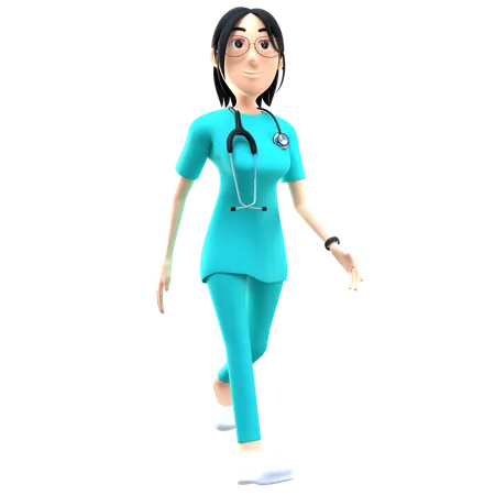 Femme médecin marchant  3D Illustration