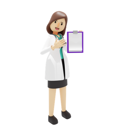 Femme médecin montrant le rapport du patient  3D Icon