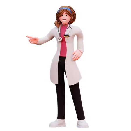 Femme médecin montrant quelque chose  3D Illustration