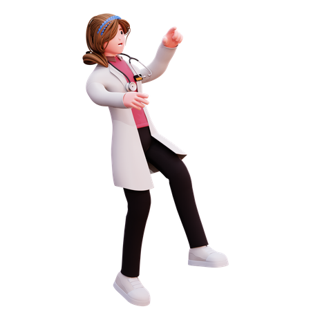 Femme médecin pointant le doigt  3D Illustration