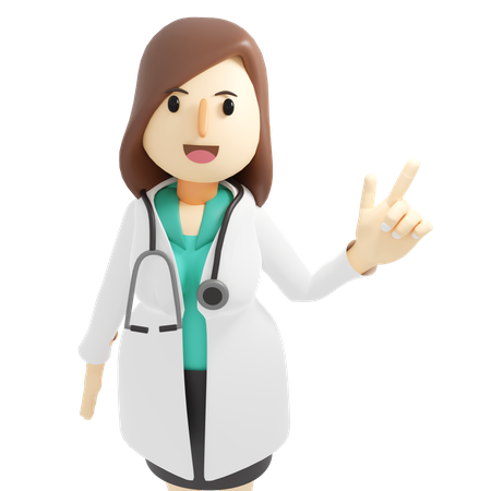 Femme médecin pointant un doigt  3D Icon