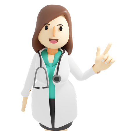 Femme médecin pointant un doigt  3D Illustration
