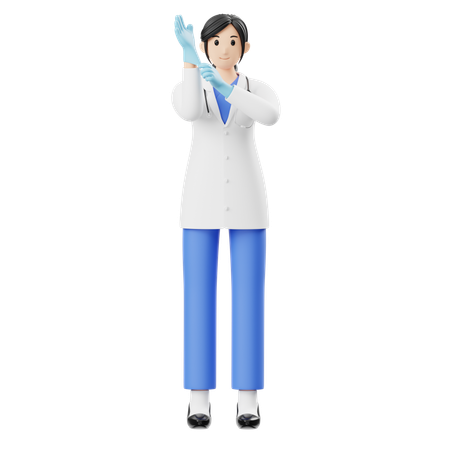 Femme médecin portant des gants  3D Icon