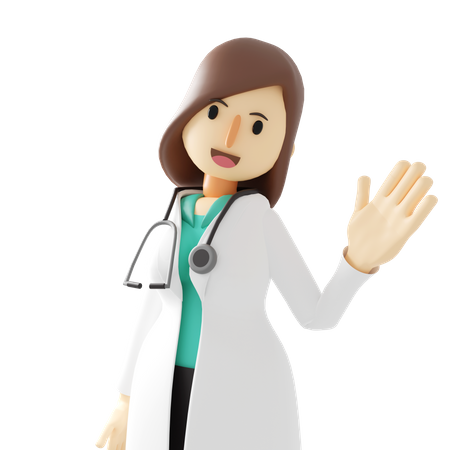 Femme médecin renonçant à la main  3D Icon