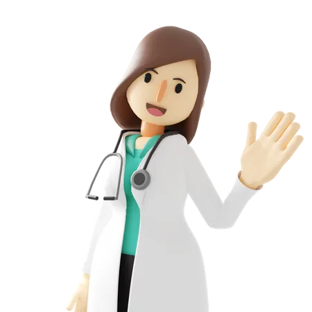 Femme médecin renonçant à la main  3D Illustration