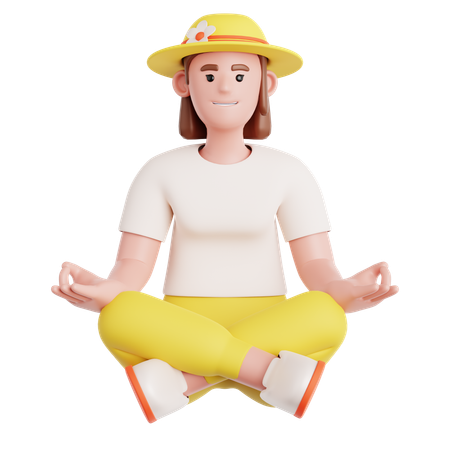 Femme méditation  3D Illustration