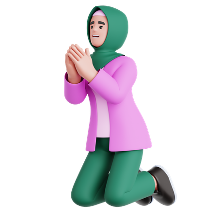 Femme mendiant  3D Illustration