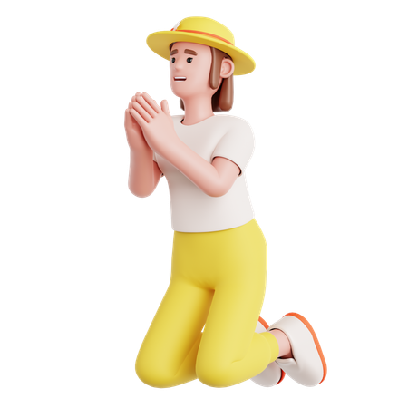 Femme mendiant  3D Illustration