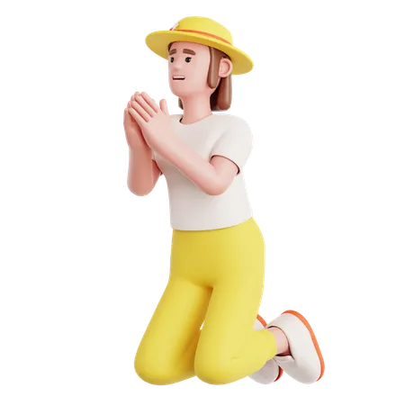 Femme mendiant  3D Illustration