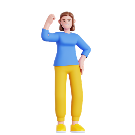 Femme montrant les muscles de son bras  3D Illustration