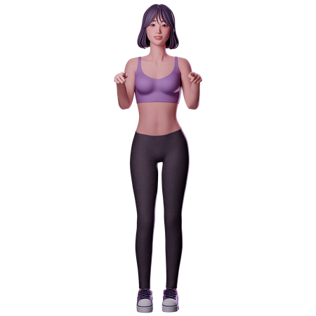Femme montrant la direction  3D Icon
