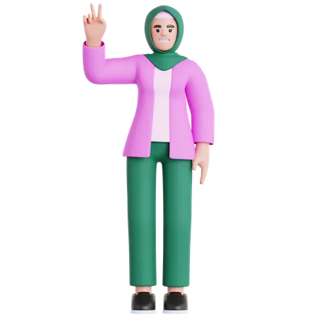 Femme montrant la paix  3D Illustration