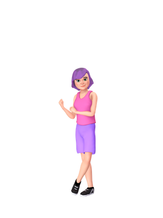 Femme montrant des muscles  3D Illustration