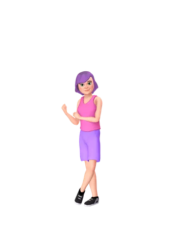 Femme montrant des muscles  3D Illustration