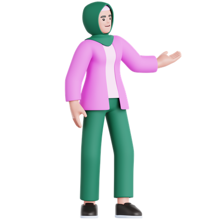 Femme montrant quelque chose  3D Illustration