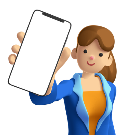 Femme montrant un smartphone  3D Illustration