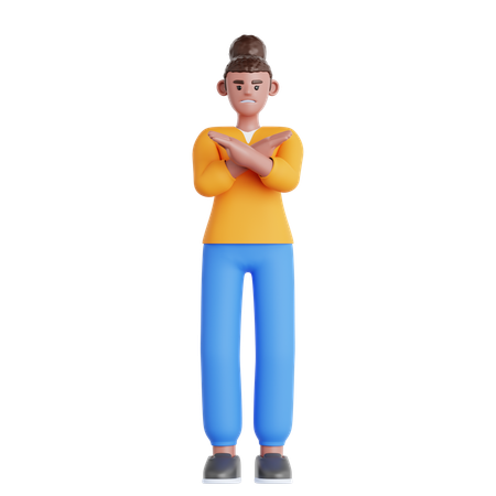 Femme montrant son désaccord  3D Illustration