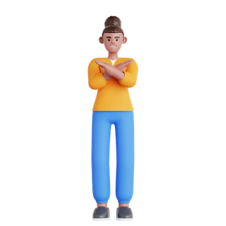 Femme montrant son désaccord  3D Illustration