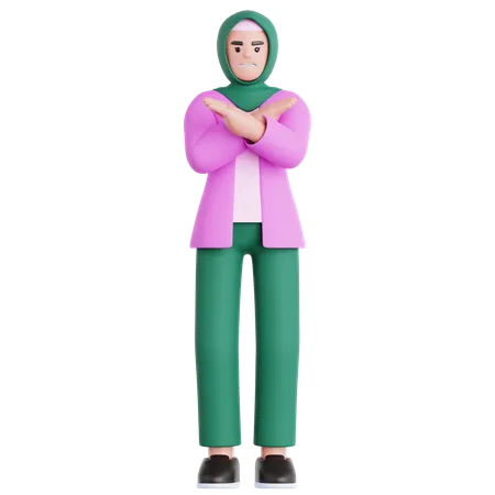 Femme montrant son désaccord  3D Illustration