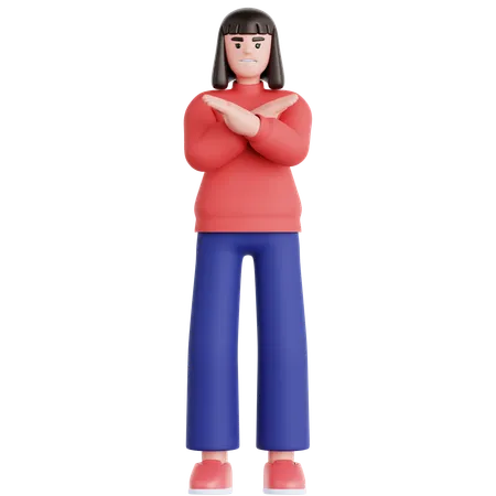 Femme montrant son désaccord  3D Illustration