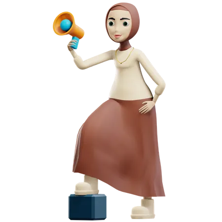 Femme musulmane avec haut-parleur  3D Illustration