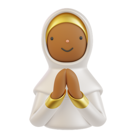 Femme musulmane avec geste de la main salam  3D Icon