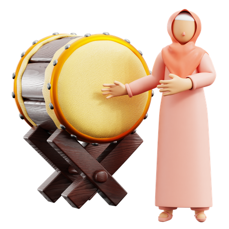 Femme musulmane avec tambour  3D Illustration