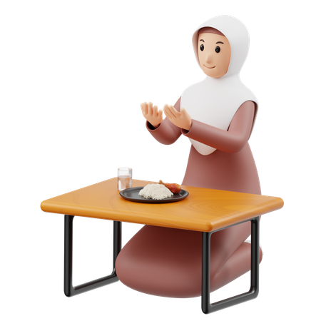 Femme musulmane brisant l'Iftar  3D Illustration