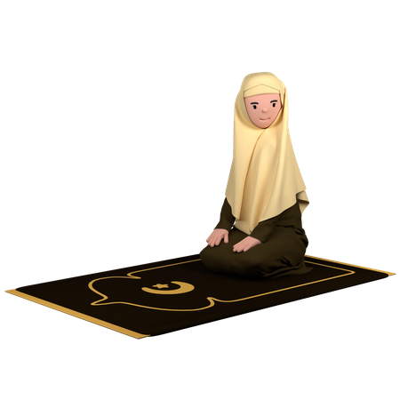 Femme musulmane dans la pose de Salam  3D Icon