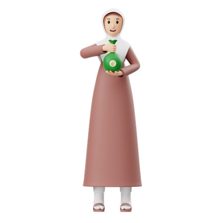 Une femme musulmane donne la Zakat  3D Illustration